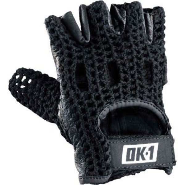 Occunomix Knuckle Lifters Half-finger Gloves Full-Grain Leather, Black, L, 1 Pair,  OK-NWGS-BLK-L